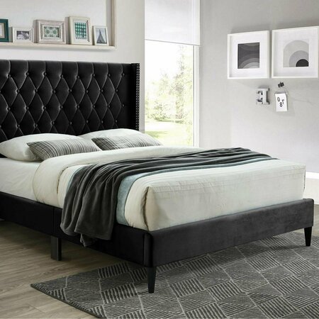 BETTER HOME 52 x 57 x 80 in. Amelia Velvet Tufted Full Size Platform Bed, Black 616859963818